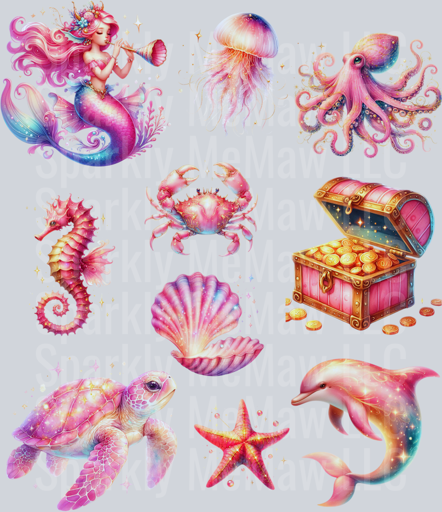 Coral.SeaTheme UV DTF Element Sheet