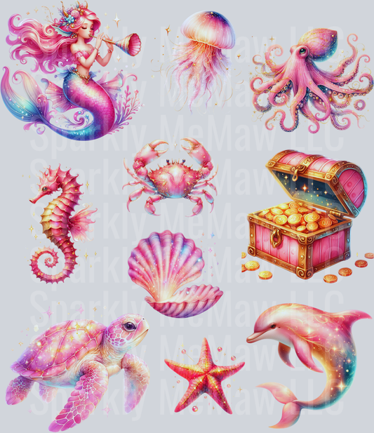 Coral.SeaTheme UV DTF Element Sheet