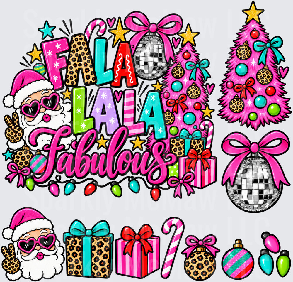 Fa La La Fabulous Christmas This is a 10 inch cut and stick UV Decal Sheet