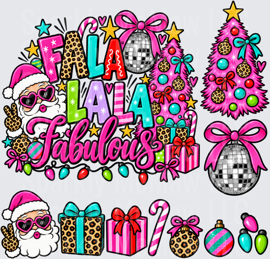 Fa La La Fabulous Christmas This is a 10 inch cut and stick UV Decal Sheet