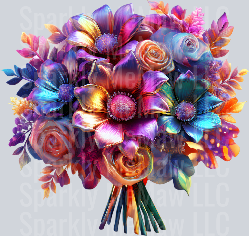 jewel tone floral clipart (174) UV DTF Decal