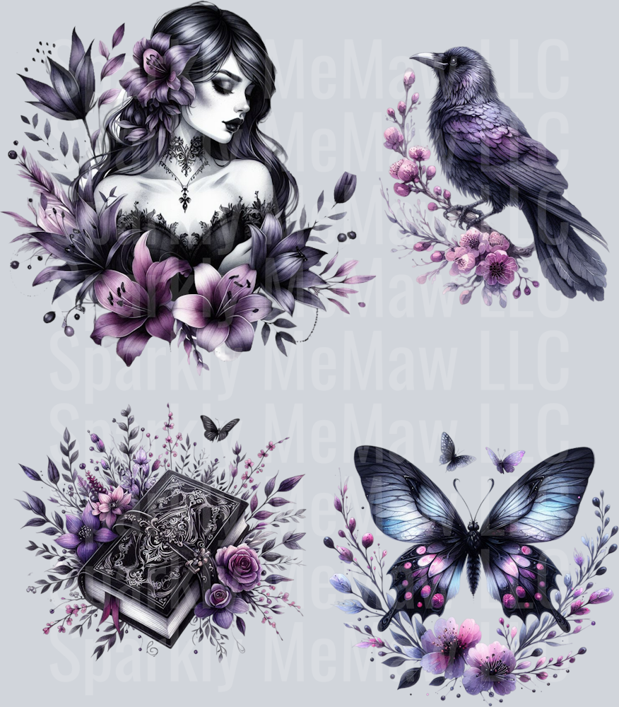 Purple Gothic UV DTF Element Sheet