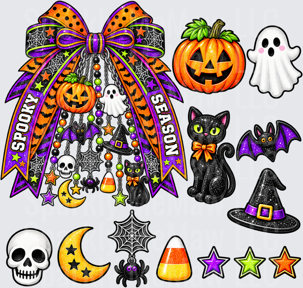 Spooky Season Halloween Elements Sheet 10x10 UV DTF Cut and Stick Element Sheet