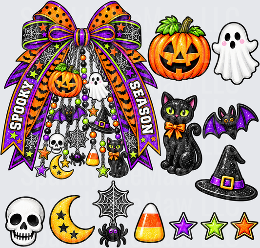 Spooky Season Halloween Elements Sheet 10x10 UV DTF Cut and Stick Element Sheet