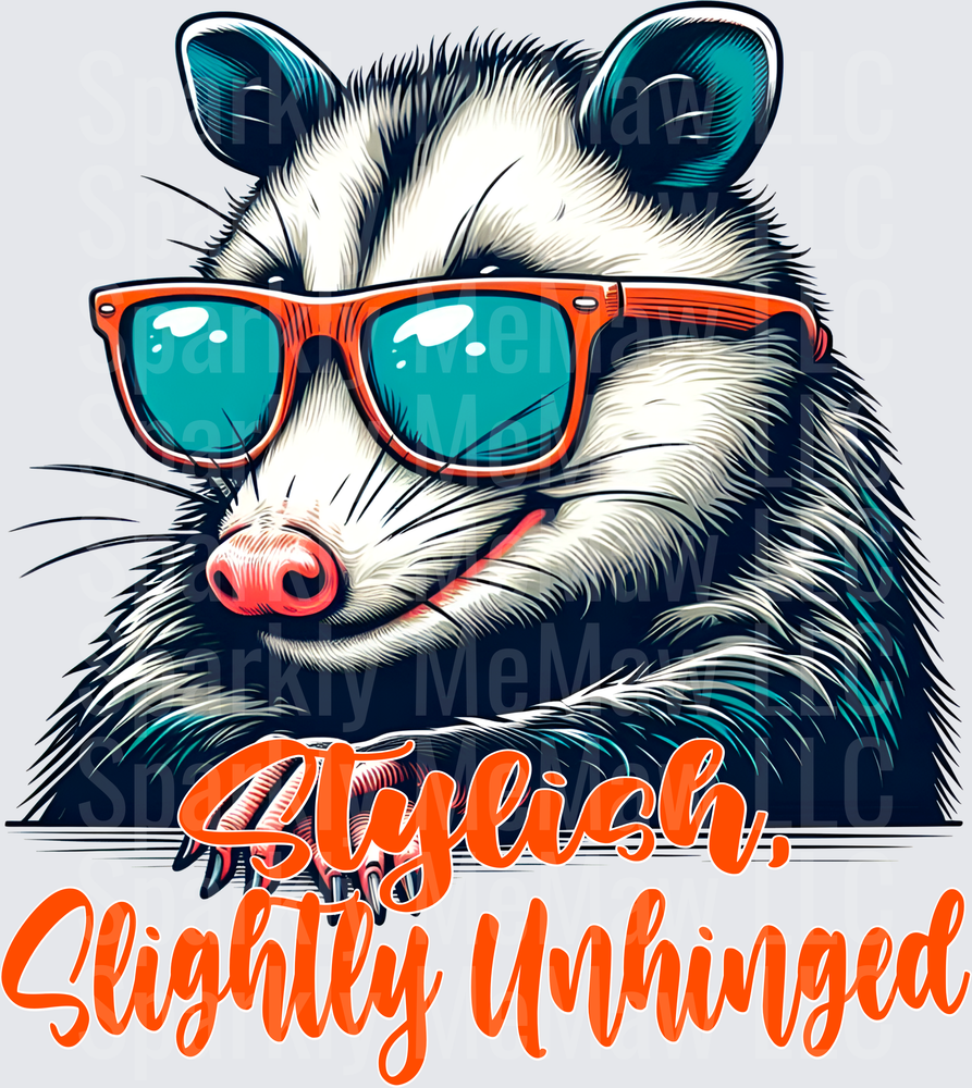 Cool Opossum with Sunglasses Stylish Slightly Unhinged UV DTF Decal