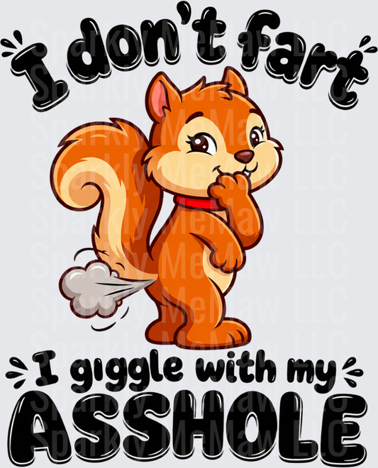 Funny Farting Squirrel DTF Transfer for Fabrics