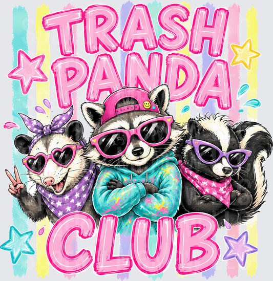 Trash Panda Club Cool Raccoons with Sunglasses and Bandanas UV DTF Decal
