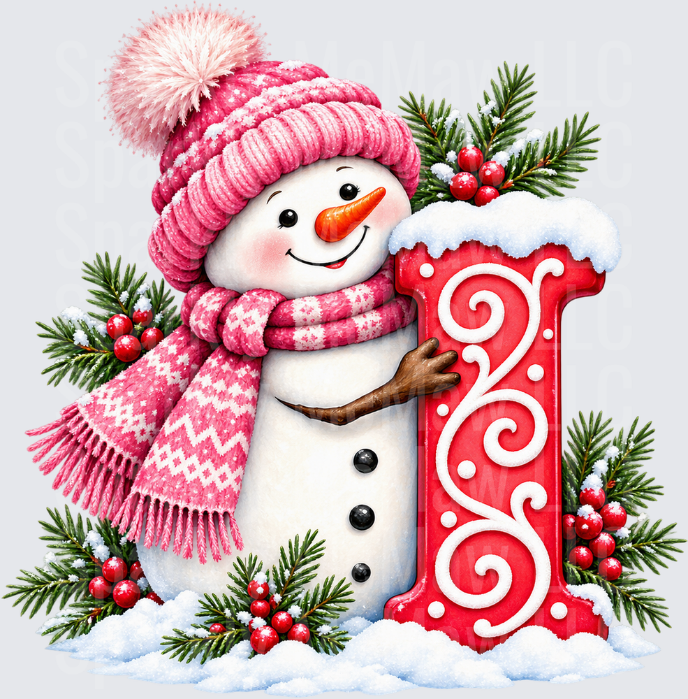 Snowman Letter I UV DTF DECAL (HARD SMOOTH SURFACE)