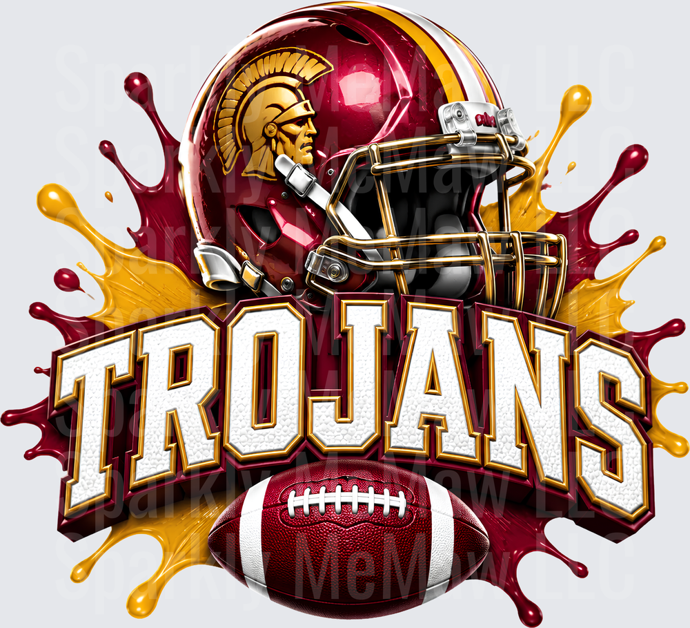 Trojans Football Helmet Splash UV DTF Decal