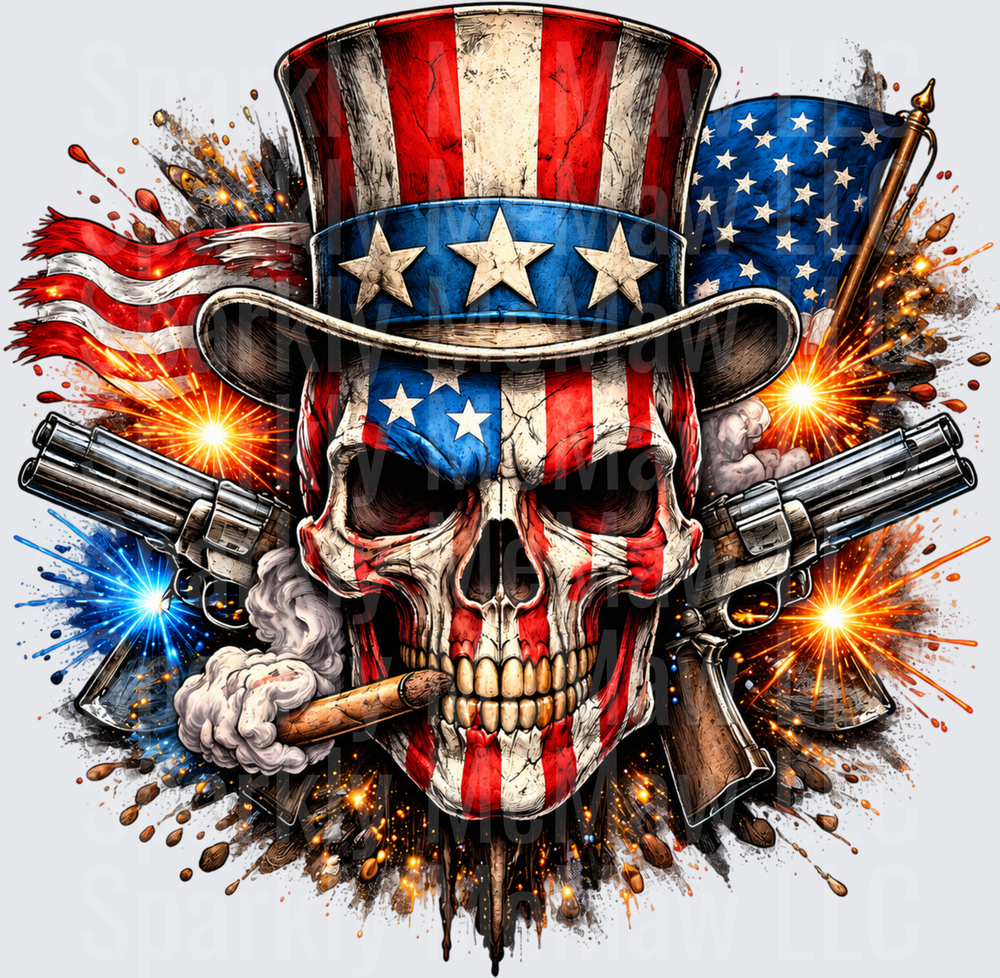 Patriotic Uncle Sam Skull UV DTF Decal