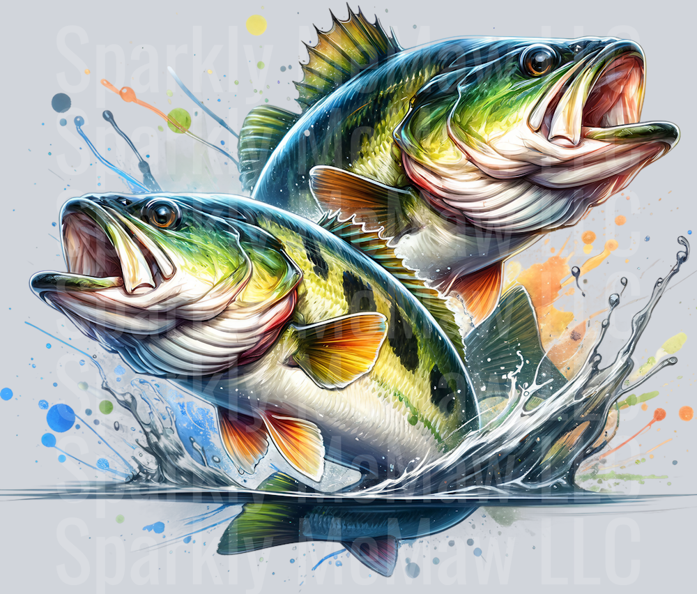 bass fish 5 Clip Art UV DTF Decal