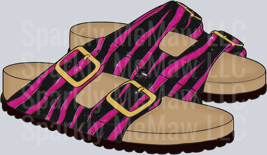 Pink and Black Zebra Print Birkenstock Style Sandals UV DTF Decal
