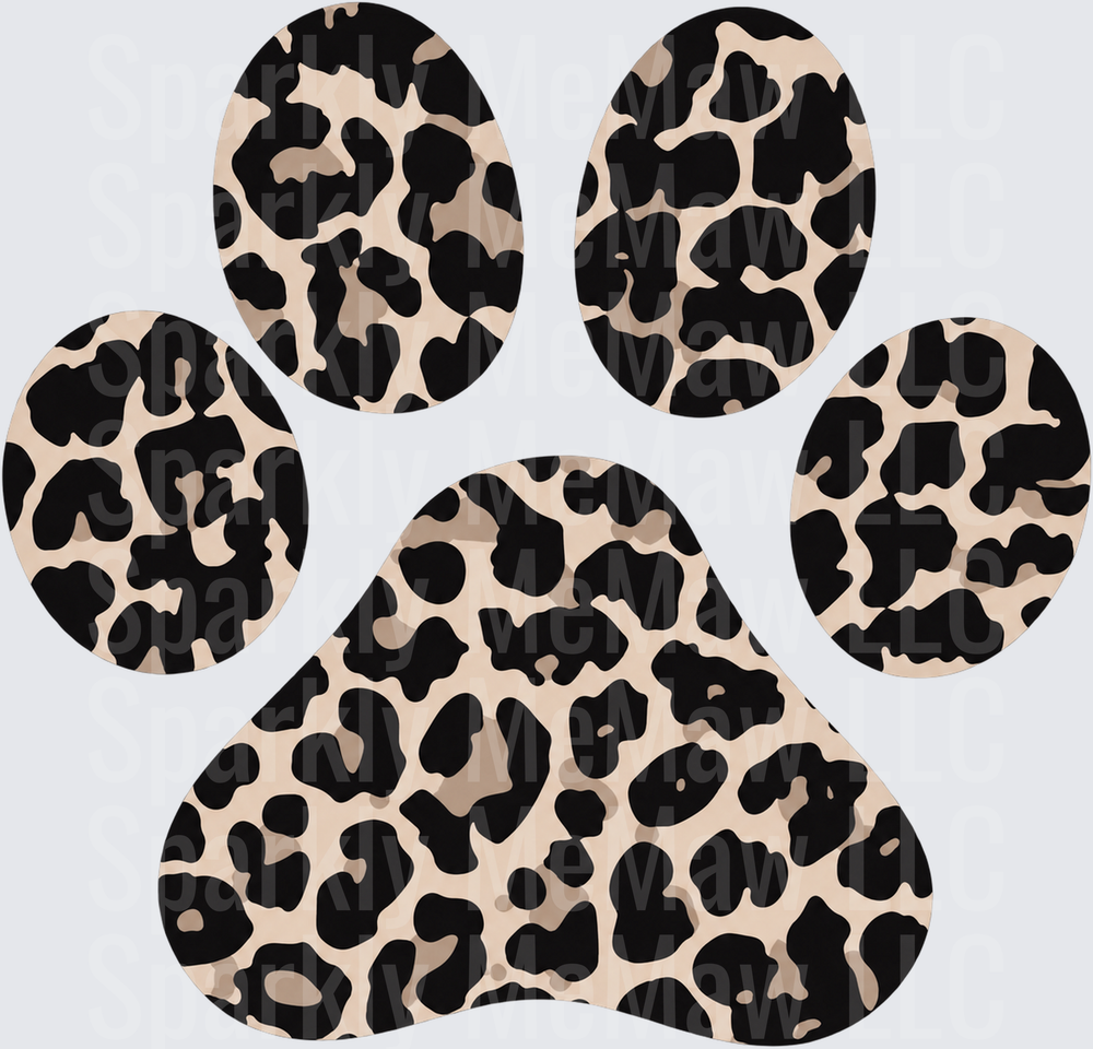 Leopard Print Paw DTF Transfer for Fabrics