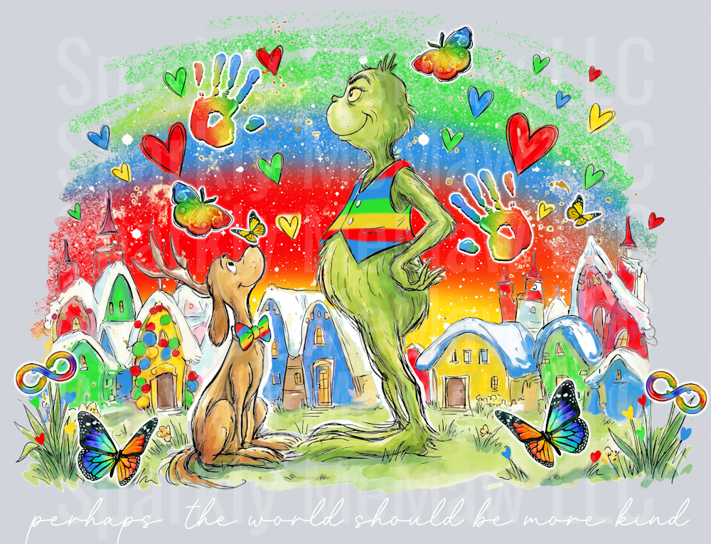 Perhaps The World Should Be More Kind Autism White grinch DTF Transfer (Heat)