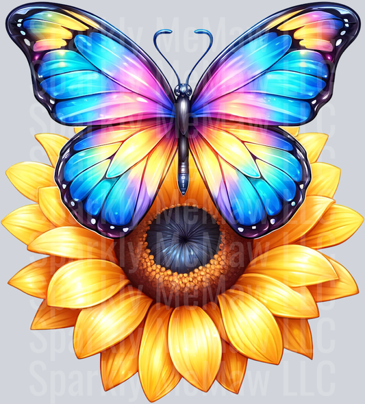 13 Sunflower Butterfly Clip Art UV DTF Decal