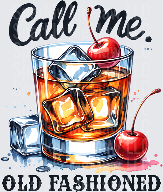 Call Me Old Fashioned Whiskey Glass with Cherries UV DTF Decal