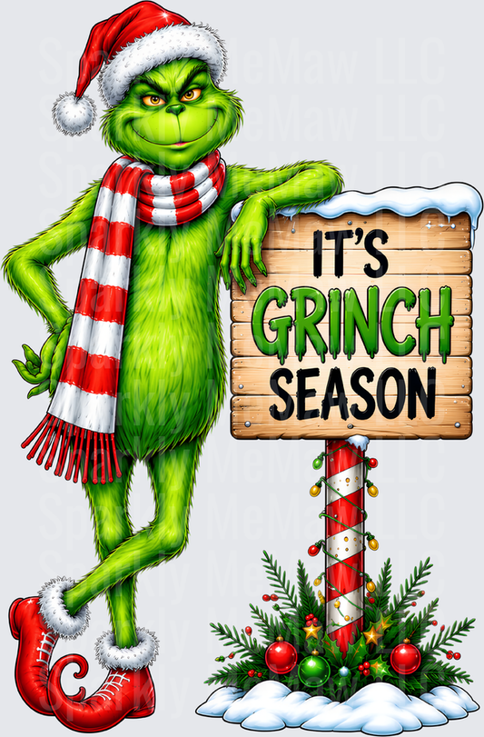 Grinch Season Holiday Sign UV DTF Decal