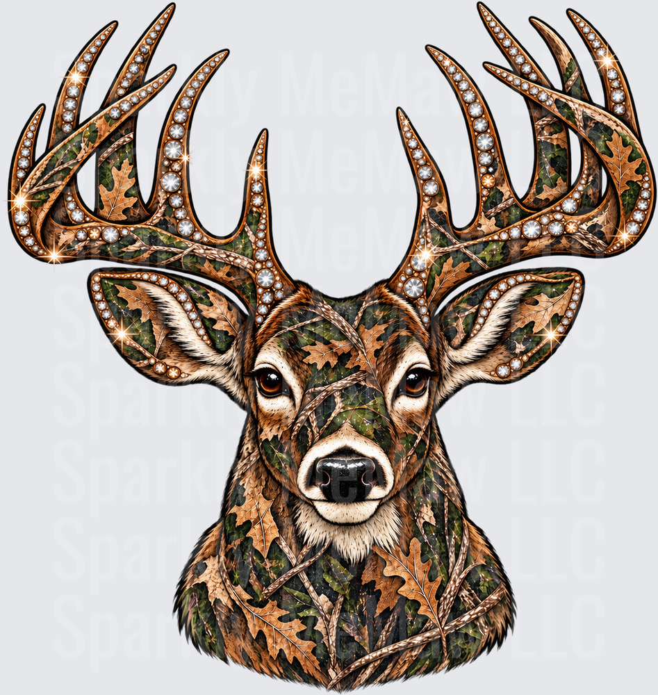 Camo Rhinestone Buck DTF Transfer for Fabrics