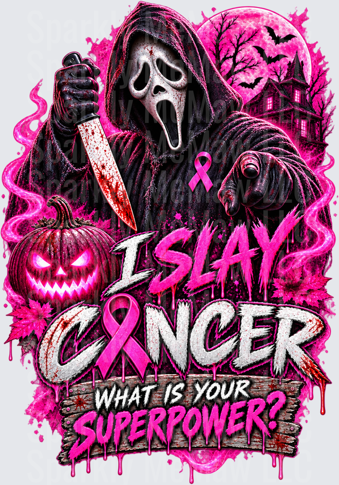 Ghostface I Slay Cancer Superpower UV DTF Decal
