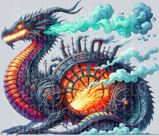 21 Steampunk Dragon UV DTF Clip Art Decal