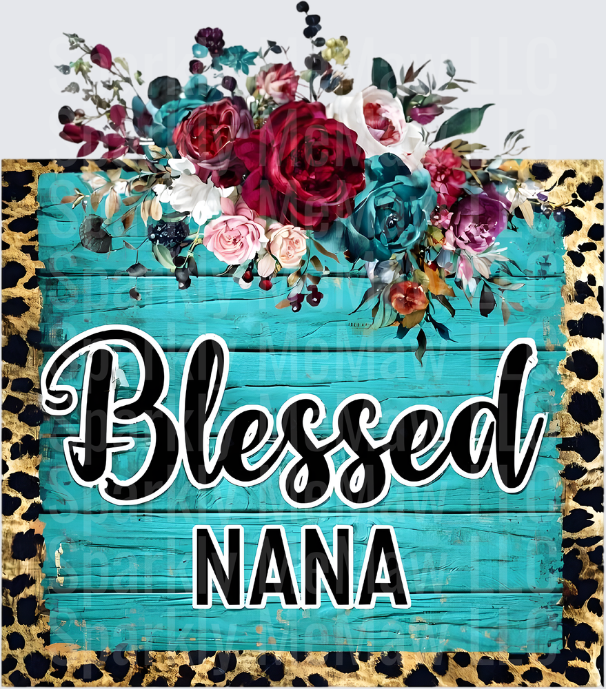 Blessed Nana Floral Leopard UV DTF Decal