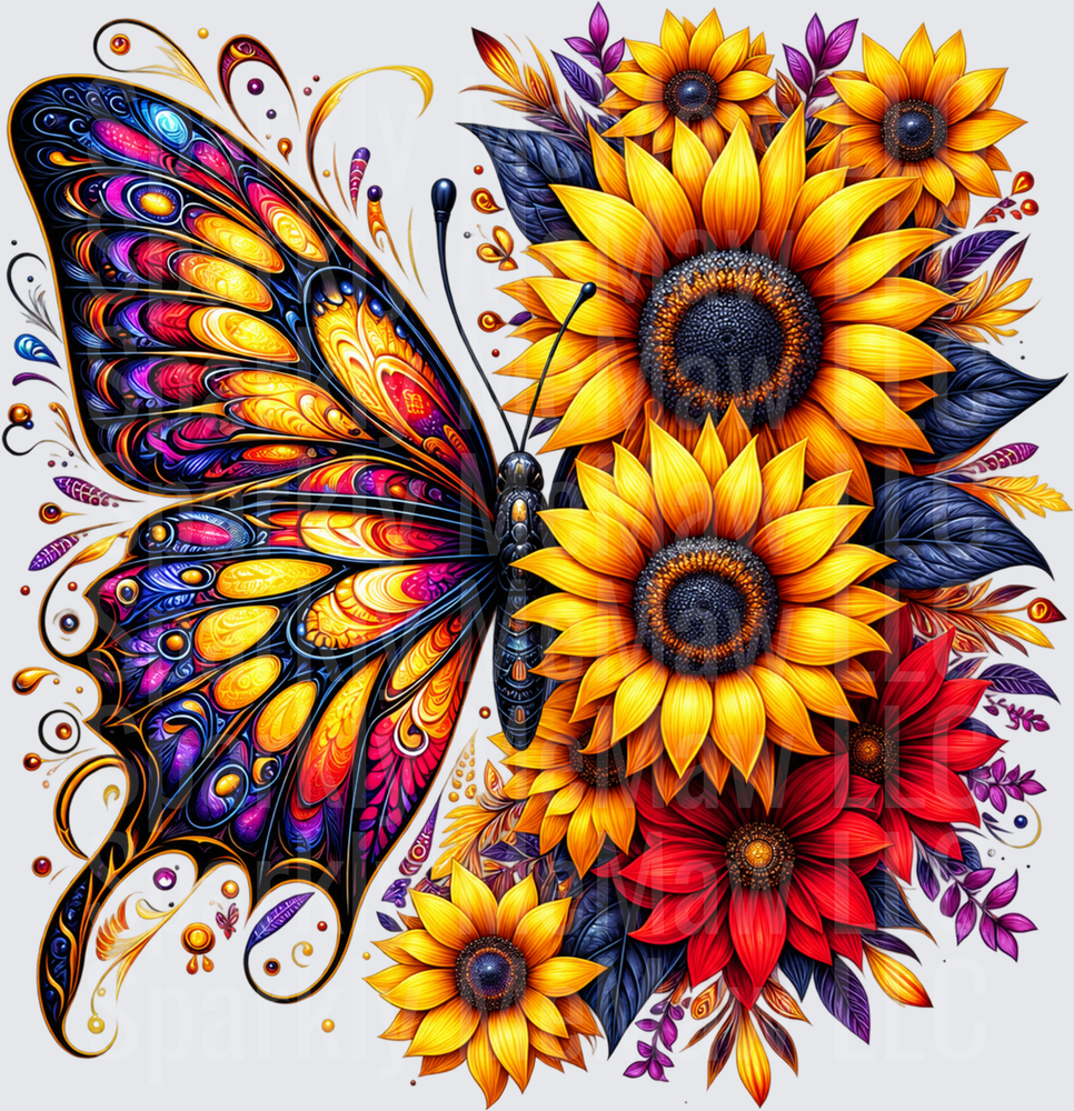 Butterfly Sunflower Bouquet UV DTF Decal