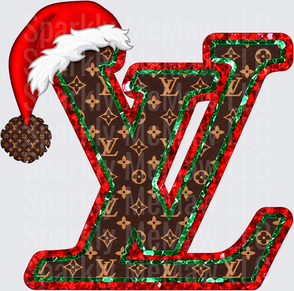 LV Monogram Christmas Santa Hat UV DTF DECAL (HARD SMOOTH SURFACE)