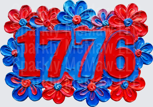 1776 Patriotic Floral Independence Day UV DTF Decal