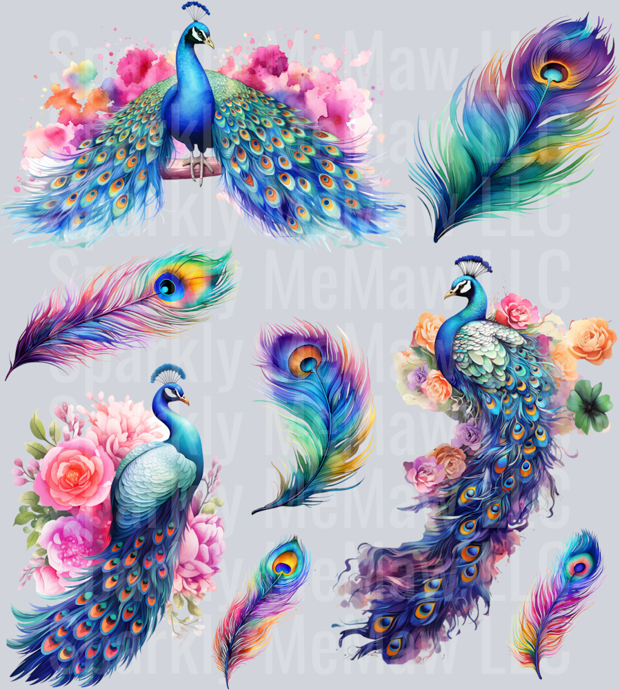 Peacock UV DTF Element Sheet