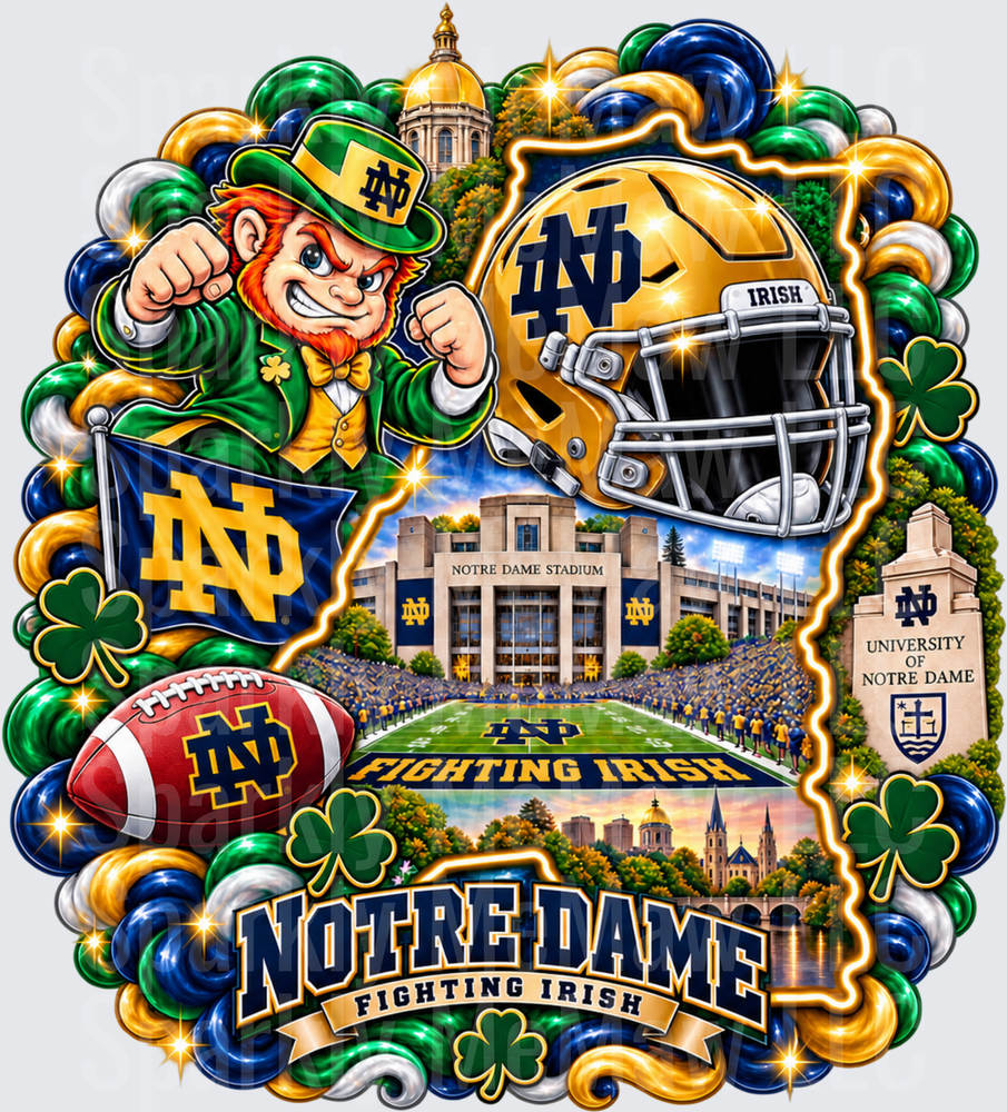 Notre Dame Fighting Irish Leprechaun Collage UV DTF Decal