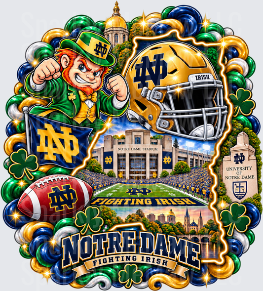 Notre Dame Fighting Irish Leprechaun Collage UV DTF Decal