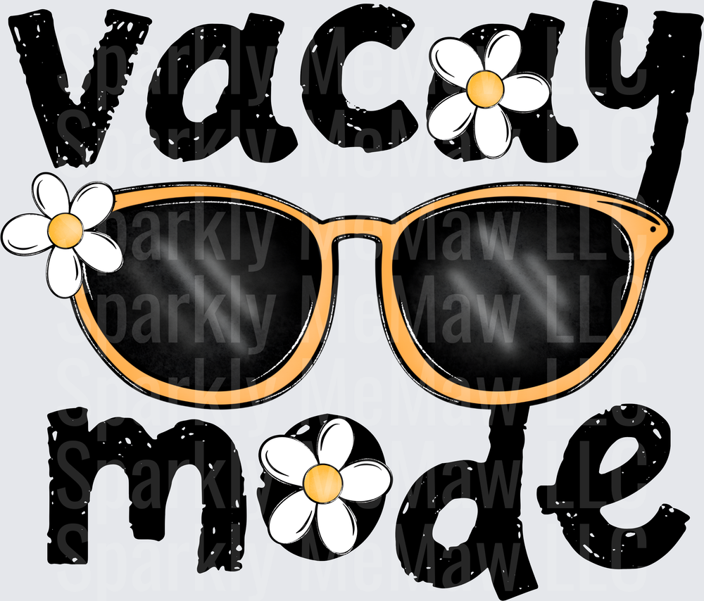 Vacay Mode Sunglasses with Daisy Flowers UV DTF Decal