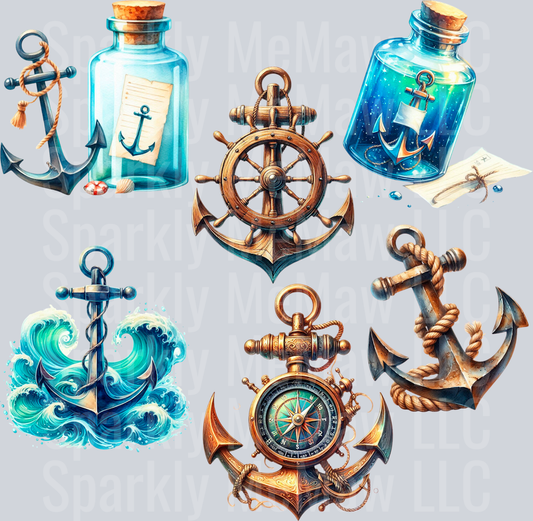 Anchors Away  UV DTF  Sheet 10 inches