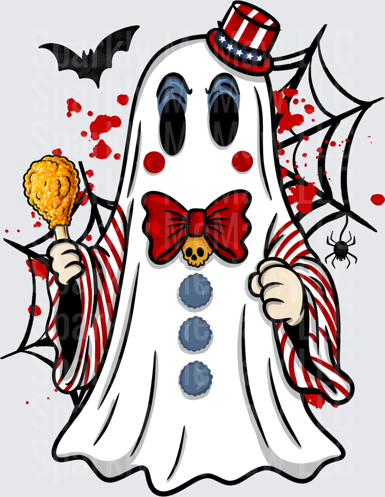 Patriotic Halloween Ghost UV DTF Decal