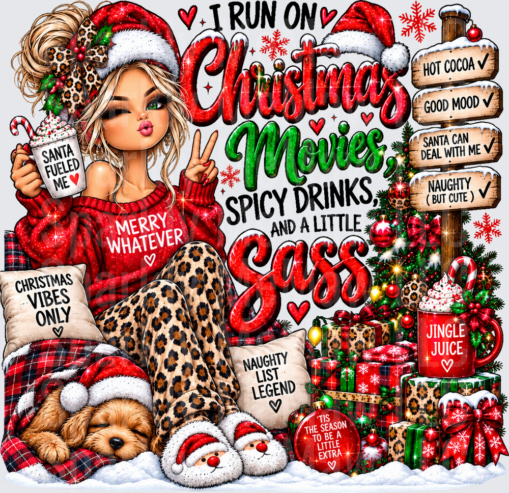 I Run On Christmas Sass DTF Transfer for Fabrics