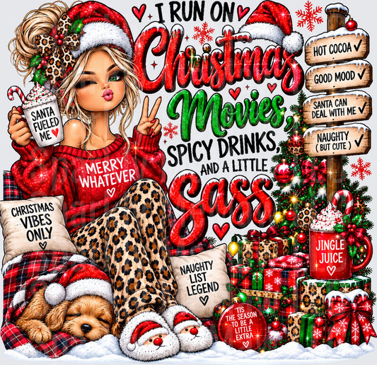I Run On Christmas Sass DTF Transfer for Fabrics