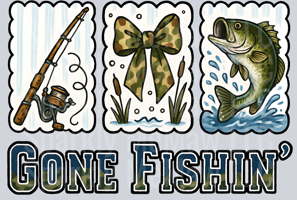 GONE_FISHIN UV DTF Decal (printed in width)