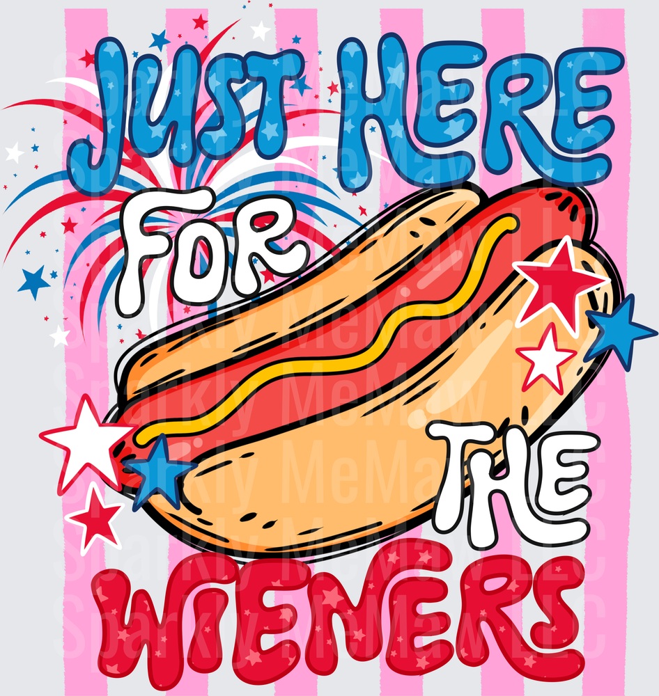 Just Here For The Wieners Hot Dog Pink Stars UV DTF Decal