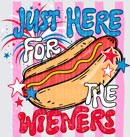 Just Here For The Wieners Hot Dog Pink Stars UV DTF Decal