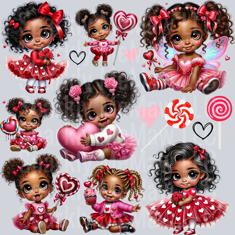 Valentine Girls 10x10 UV DTF Element Sheet