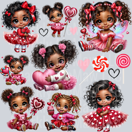 Valentine Girls 10x10 UV DTF Element Sheet