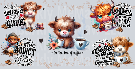 Funny Coffee quote cow 16 oz UV DTF Wrap