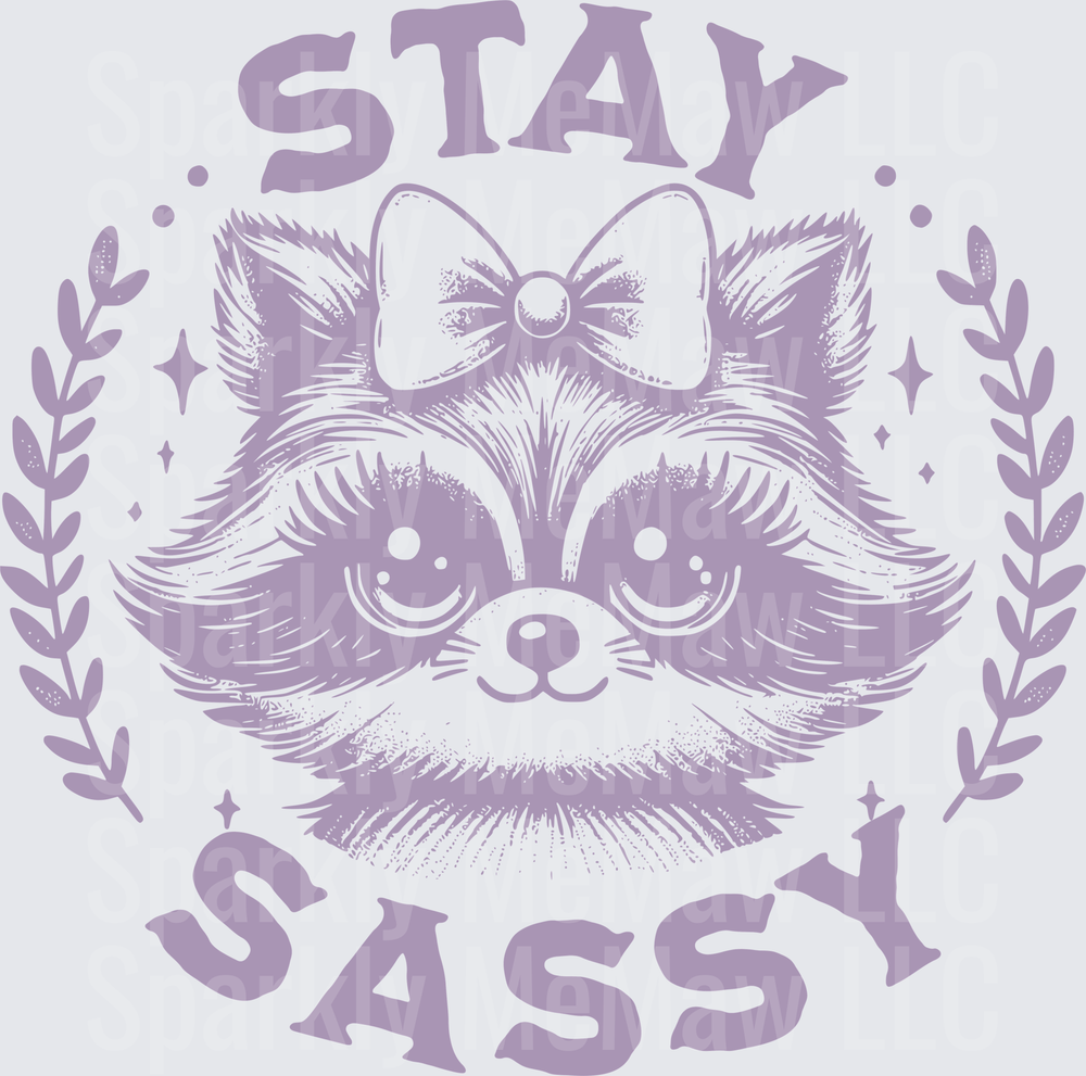 Stay Sassy Raccoon with Bow and Floral Border UV DTF Decal