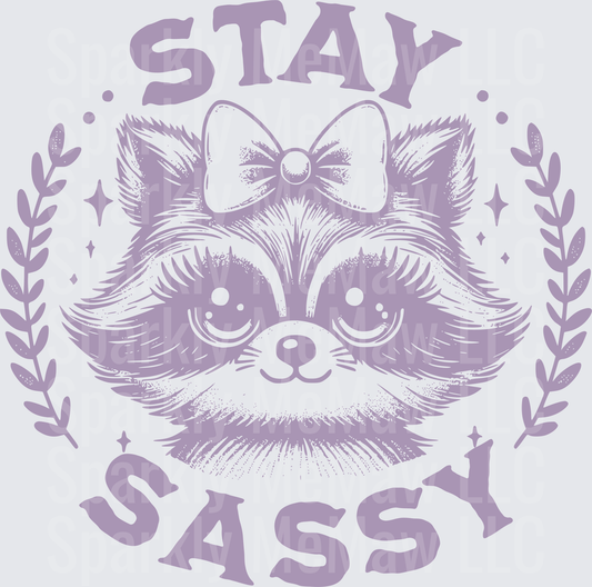 Stay Sassy Raccoon with Bow and Floral Border UV DTF Decal