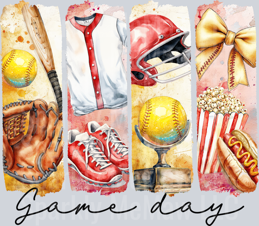 Softball Game Day Brushstrokes DTF Transfer (Fabrics)