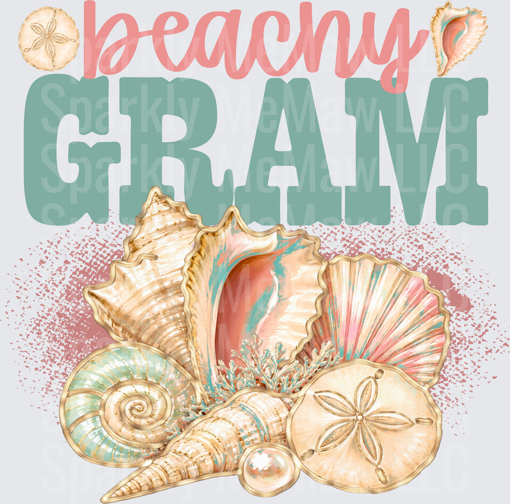 Peachy Gram Seashells Sand Dollar Beach Collection UV DTF Decal