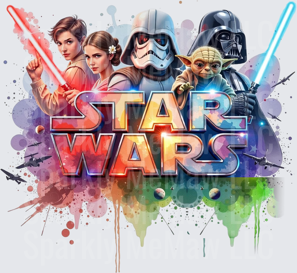 Star Wars Characters Watercolor Splash UV DTF Decal