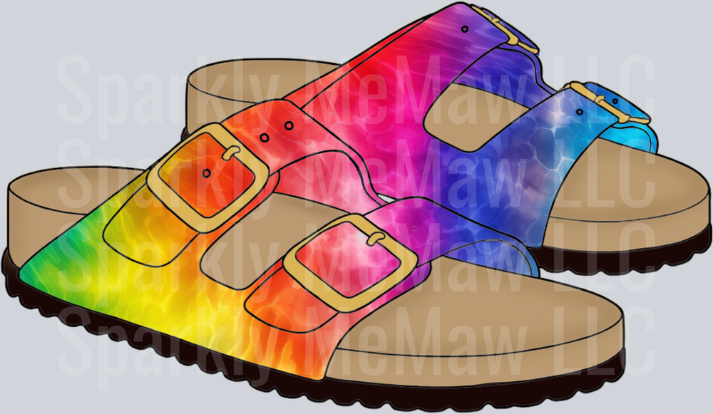 Rainbow Tie Dye Birkenstock Sandals UV DTF Decal