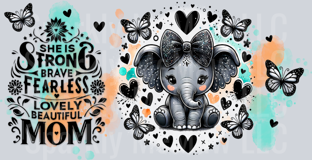 Mom Elephant 16 oz UV DTF Wrap