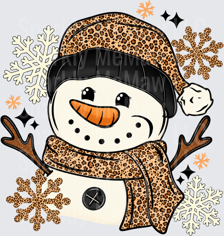 Leopard Print Snowman UV DTF Decal